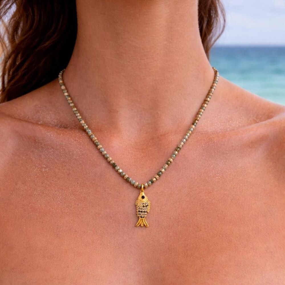 fish charm beaded necklace D27